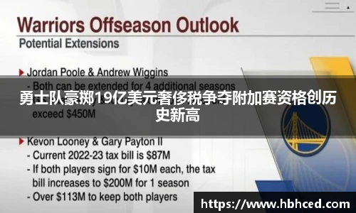 勇士队豪掷19亿美元奢侈税争夺附加赛资格创历史新高